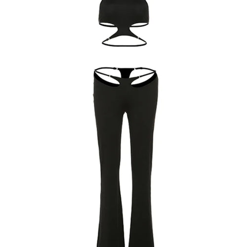 Load image into Gallery viewer, Articat Sexy Vest Top Long Pants Tight Two-piece Set For Women 2024 Autumn New Slim Female Lace Up Set Fashionable Streetwear
