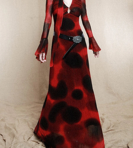 Hit Color Slimming Dresses For Women V Collar Long Sleeve High Waist Designer Chic Dress Female Fashion Style New