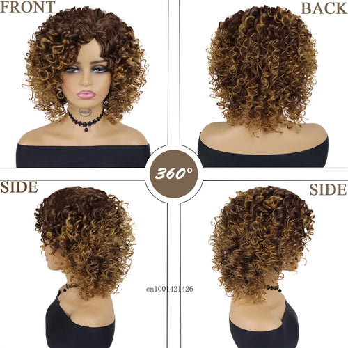 Load image into Gallery viewer, Synthetic Curly Wigs for Women Water Wave Afro Wigs with Side Bangs Natural Hairstyles Daily Hair Replacement Wigs Good Looking
