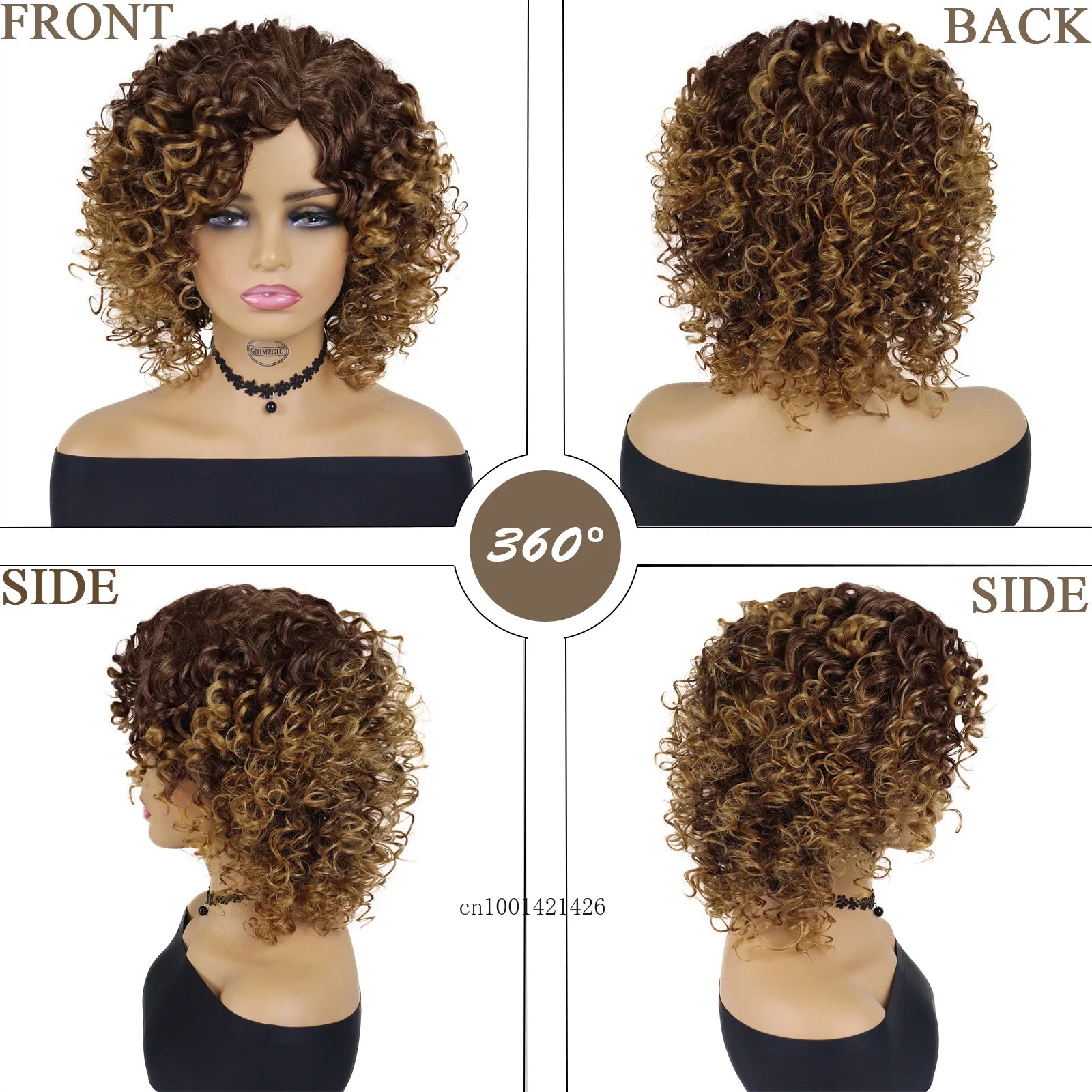 Synthetic Curly Wigs for Women Water Wave Afro Wigs with Side Bangs Natural Hairstyles Daily Hair Replacement Wigs Good Looking