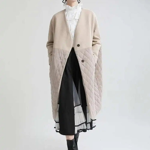 Load image into Gallery viewer, Apricot Warm Big Size Long Cotton-padded Coat Long Sleeve Loose Fit Women Parkas Fashion New Autumn Winter 2025 1DF4808
