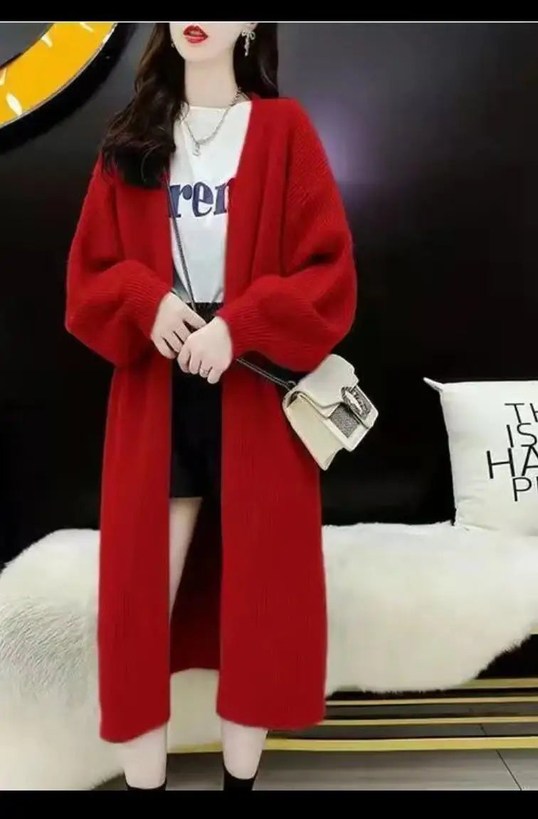 Autumn Winter Korean Fashion 2024 New Solid Elegant Long Sleeves Crochet Sweater Women V Neck Cardigan Knitting Tops Simplicity