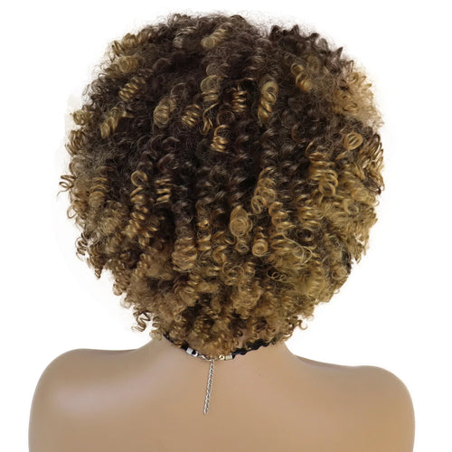 Load image into Gallery viewer, Synthetic Hair Afro Wigs for Black Women Curly Wig Brown Mix Blonde Kinky Short Wigs High Quality Synthetic Wig Female
