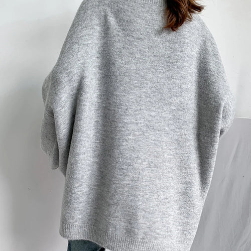 Load image into Gallery viewer, Blue Big Size Knitting Sweater Loose Fit Round Neck Lantern Sleeve Women Pullovers New Fashion Spring Autumn 2025 1DD6061
