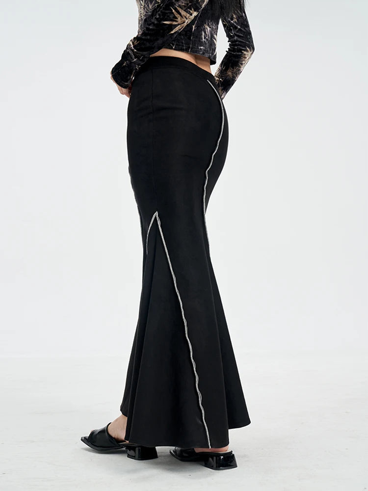Colorblock Patchwork Zipper Slimming Temperament Skirts For Women High Waist Elegant Skirt Female Fashion Clothes