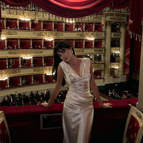 Load image into Gallery viewer, Satin Backless Sexy Maxi Dress For Women Elegant Rose Thigh High Split Beach Holiday Long Dress Gorgeous Club Gown
