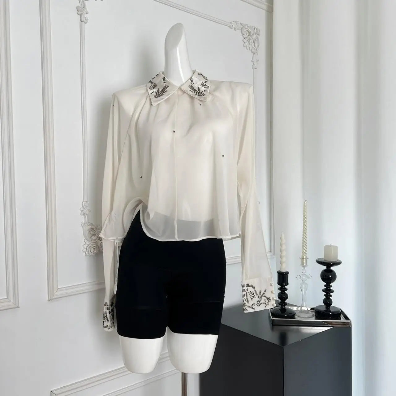 Autumn Beige Elegant Diamonds Shirt Women Clothing Vintage Fashion Long Sleeve Tops French Loose Casual Temperament Short Blouse