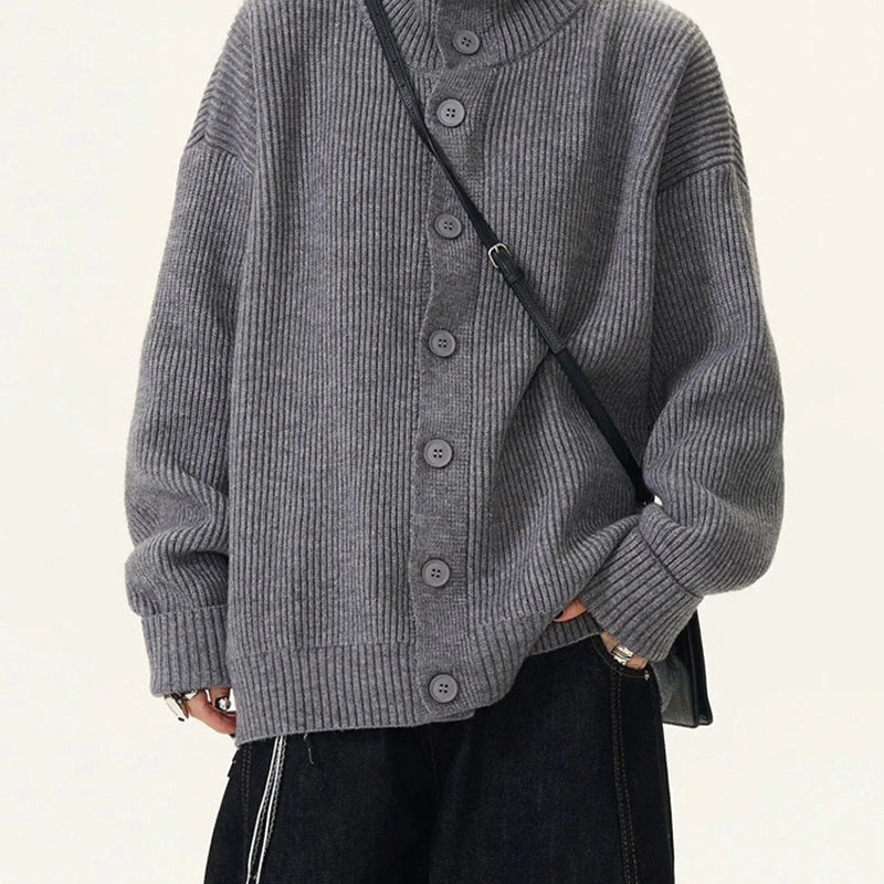 Trendy Male Sweater Spring Lapel Solid Color Design Menwear American Style Knitting Men Clothing Spring Trend 9W1465