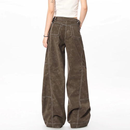 Load image into Gallery viewer, Men's Cargo Pants Line Splicing Design Straight Wide Leg New American Style Solid Color Trendy Male Trousers Summer 9W1856
