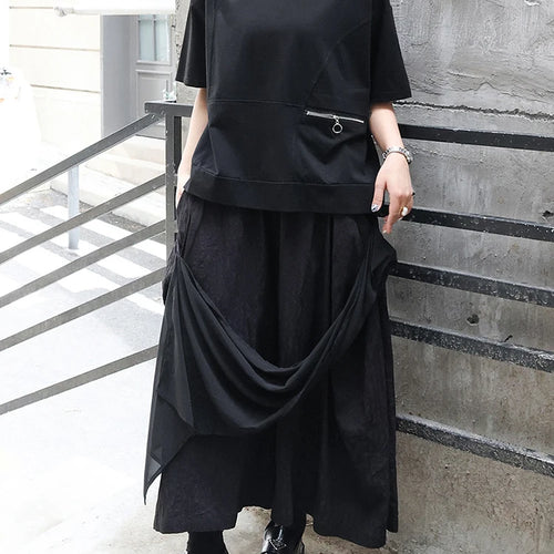 Load image into Gallery viewer, High Elastic Waist Black Irregular Spliced Long Wide Leg Pants New Trousers Women Fashion Tide Spring Autumn 2025 1DJ0548
