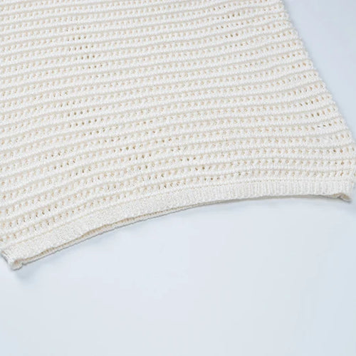 Load image into Gallery viewer, Hollow Out Backless Knit Maxi Dress For Women White Spaghetti Strap Sleeveless Bodycon Club Party Sexy Knitted Dress
