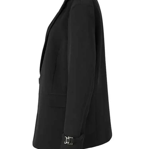 Load image into Gallery viewer, Women Black Metal Buckle Big Size Irregular Blazer New Lapel Long Sleeve Jacket Fashion Tide Spring Autumn 2025 1DF6409
