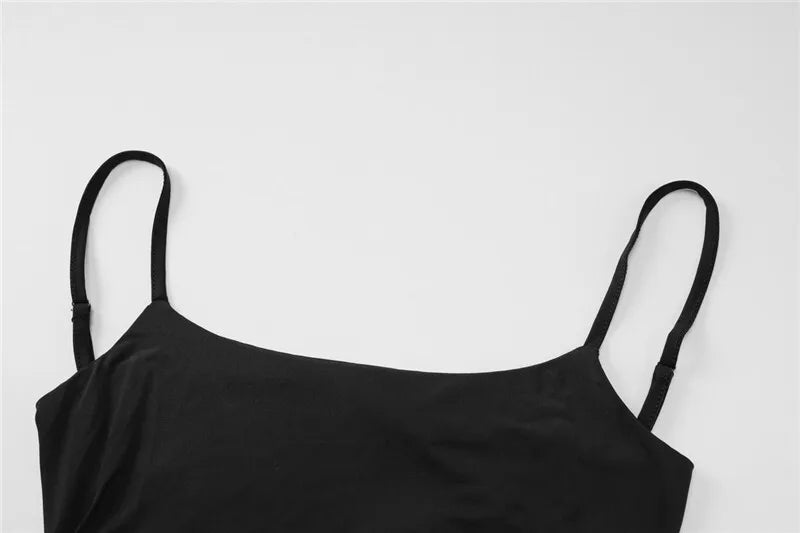 Black Sexy Dress Sets Women Spaghetti Strap Bodysuit And Maxi Skirt Matching Sets Backless Slim Fit Long Skirt Set