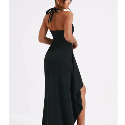 Load image into Gallery viewer, Women's Sexy Sleeveless High Split Evening Dress, Lace Up Neck Fold, Elegant Female Fashion, Backless Partywear, 2024
