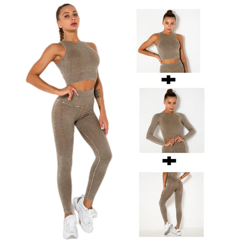 Load image into Gallery viewer, 1/2/3 Pieces Gym Set Women Fitness Bra Active Wear Long Sleeve Crop Top Sports Leggings Yoga Sets Womens Outfits Workout Clothes
