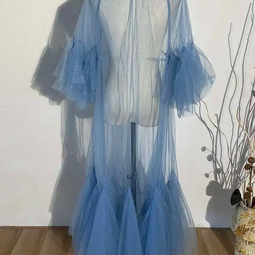 Load image into Gallery viewer, Women Black Ruffles Long Big Size Dress New Round Neck Three-quarter Sleeve Loose Fit Fashion Spring Summer 2025 JR77101
