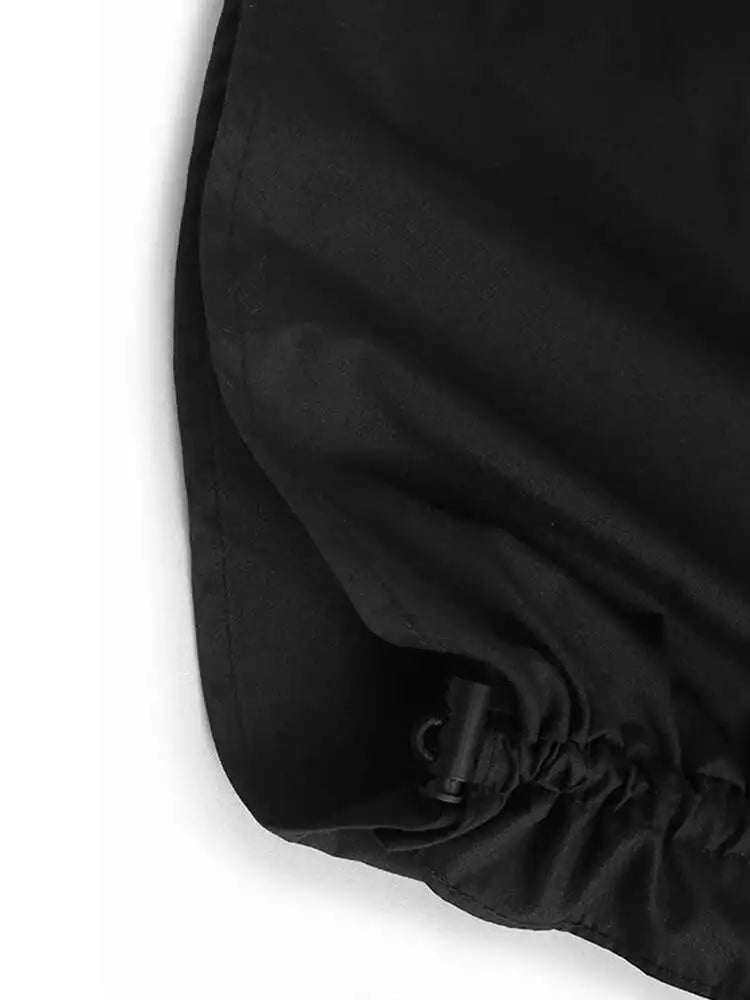 Women Black Irregular Drawstring Big Size Long Dress New Round Neck Sleeveless Fashion Tide Spring Summer 2025 1DH6574