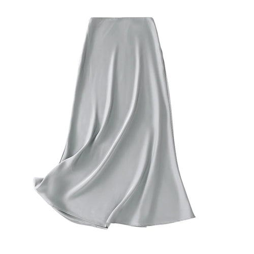 Load image into Gallery viewer, Korean Fashion Solid Elegant High Waist Zipper Long Skirt Women's Summer Vacation Party Wrapped Hip A-line Skirt 2024 Streetwear
