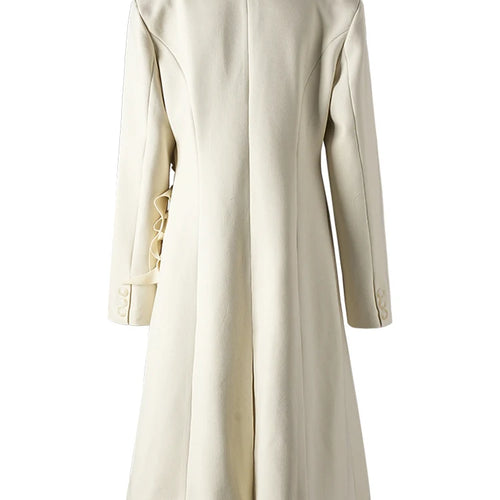 Load image into Gallery viewer, Beige Flower Elegant Long Warm Woolen Coat New Lapel Long Sleeve Women Jacket Fashion Tide Autumn Winter 2025 3WM2155
