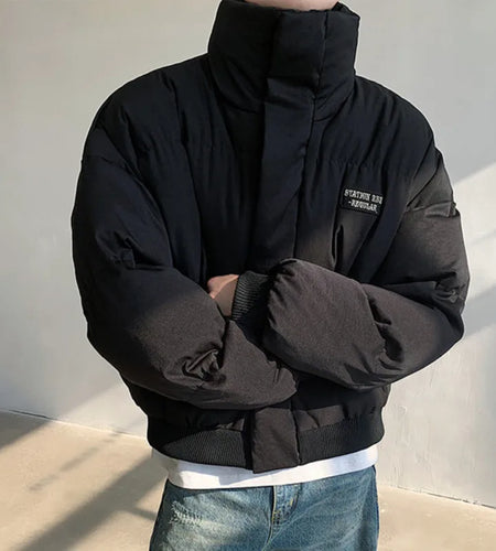 Tie-dyed Men's Parkas Solid Multi-pocket Zipper Elastic Hem Stand Collar Male Padded Jacket 2024 Autumn Winter 9C8921