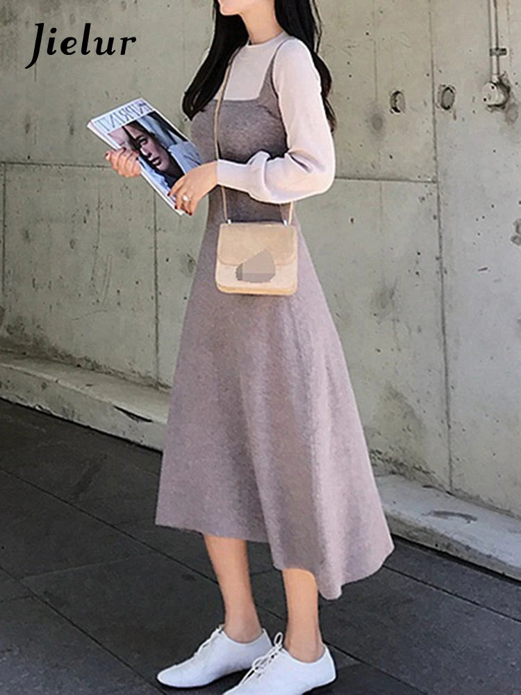 Women Warm Sweater Dress Spring Elastic Stretch Long Sleeve Elegant A-Line Knitting Dress Female Sexy Slim Knit Dresses