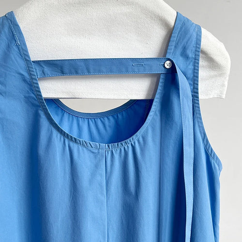 Load image into Gallery viewer, Women Blue With Bag Brief Elegant Long Vest Dress New Round Neck Sleeveless Fashion Tide Spring Autumn 2025 1DJ1112
