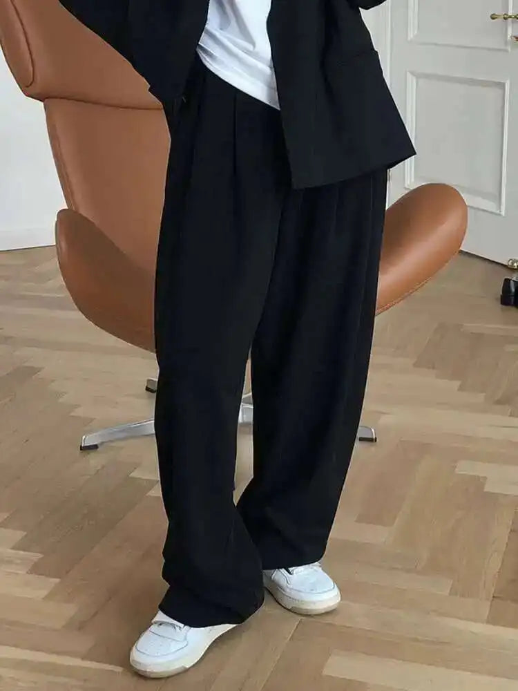 High Waist Black Pleated Casual Wide Leg Pants New Loose Fit Trousers Women Fashion Tide Spring Autumn 2025 1DF4432