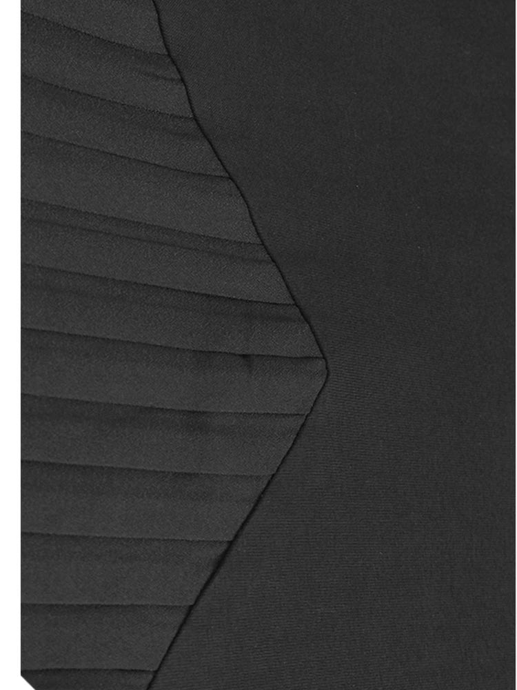 Women Black Pleated Spliced Big Size Midi Dress New Round Neck Short Sleeve Fashion Tide Spring Summer 2025  1DJ0989