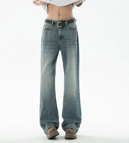 Men's Jeans New Spring American Cat Whiskers Design Loose Solid Color Style Light Flare Fanshionable Pants 2025 9W1535