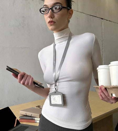 Women's Basic Turtleneck Half Sleeve T-Shirts Casual Summer Top Comfortable White Black Tees Fashionable Basicwear