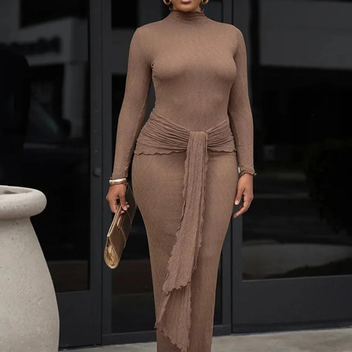 Load image into Gallery viewer, Elegant Long Sleeved Lace Patchwork Bodycon Party Club Evening Dress For Autumn Winter 2025 New Long Dress Slim Vestido
