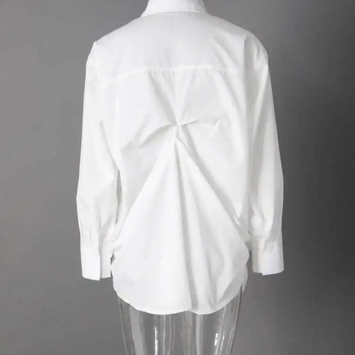 Load image into Gallery viewer, Women White Pleated Design Big Size Elegant Blouse New Lapel Long Sleeve Shirt Fashion Tide Spring Autumn 2025 CPG2611
