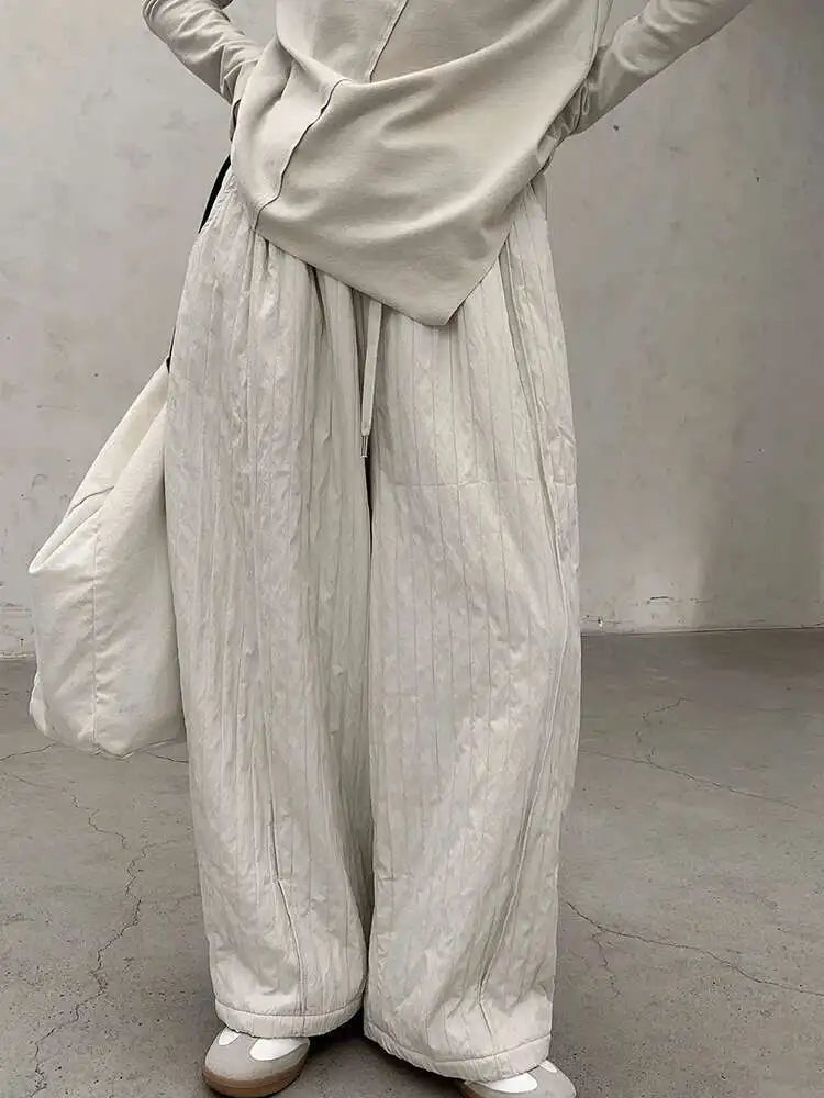 High Elastic Waist Black Striped Casual Long Wide Leg Pants New Trousers Women Fashion Tide Autumn Winter 2025 1DH8380