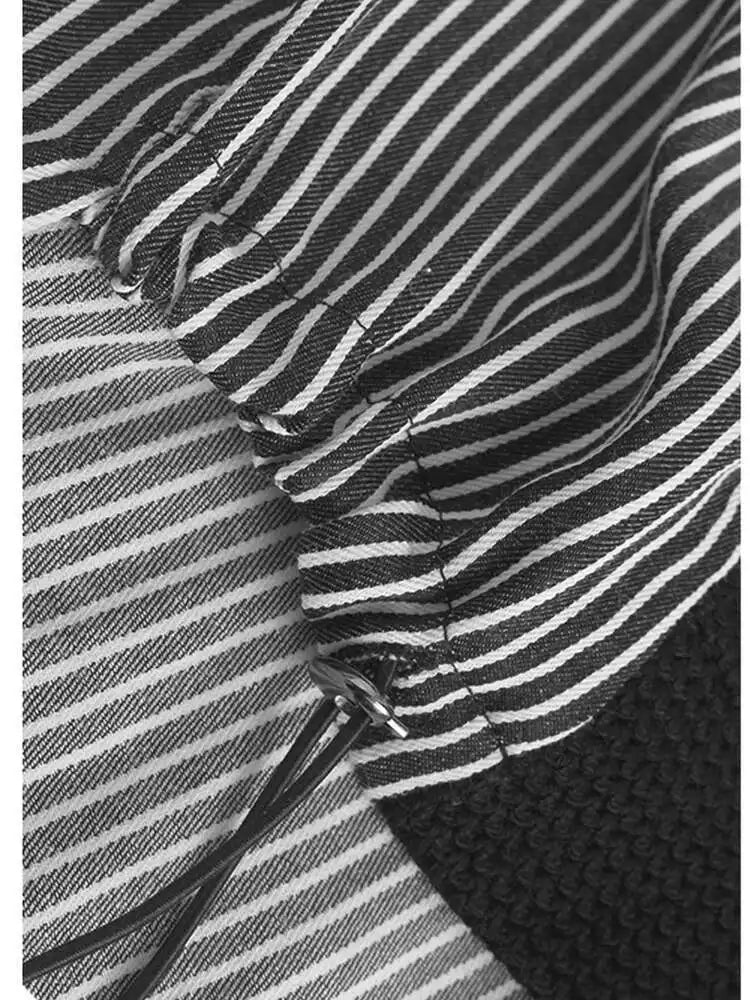 Blue Knitting Striped Irregular Sweatshirt New Round Neck Long Sleeve Women Big Size Fashion Spring Autumn 2025 1DH8043