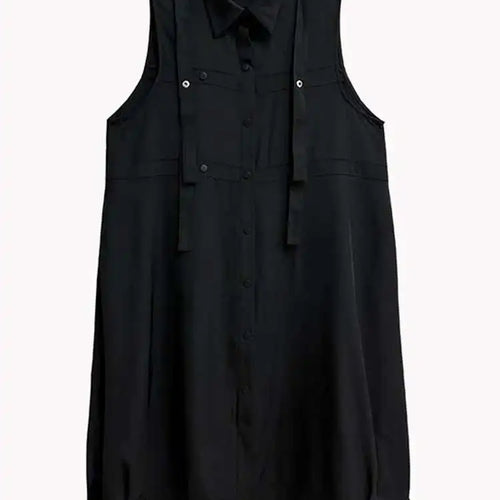 Load image into Gallery viewer, Women Army Green Button Big Size Midi Casual Shirt Dress New Lapel Sleeveless Fashion Tide Spring Summer 2025  1DH6614
