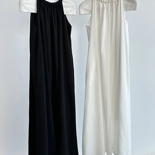 Load image into Gallery viewer, Women White Blue Knot Elegant Big Size Long Vest Dress New Halter Sleeveless Fashion Tide Spring Summer 2025 1DJ1282
