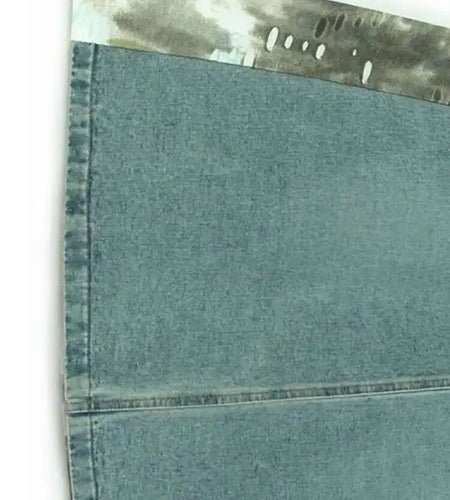 High Elastic Waist Blue Back Denim Tie Dye A-line Design Half-body Skirt Women Fashion Tide New Spring Autumn 2025 1DH9320