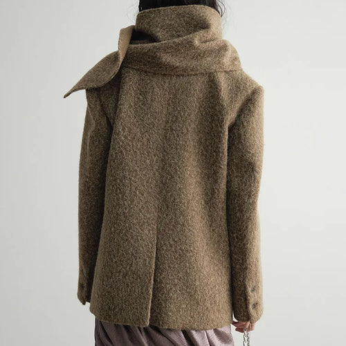 Load image into Gallery viewer, Yellow Elegant Big Size Woolen Coat New Scarf Collar Long Sleeve Women Jacket Fashion Tide Autumn Winter 2025 1DH4052
