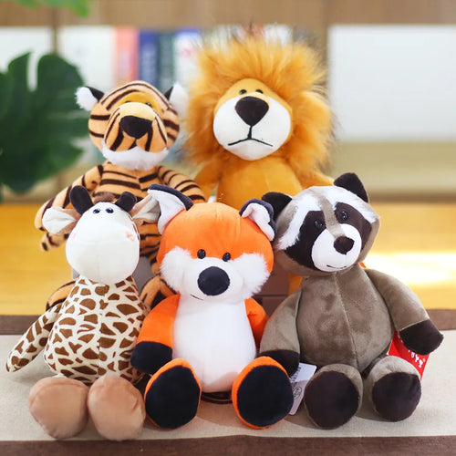 Load image into Gallery viewer, Simulation Forest Animals Plush Toys Stuffed Jungle Series Tiger Lion Monkey Raccoon Giraffe Elephant Dolls for Kids Gifts
