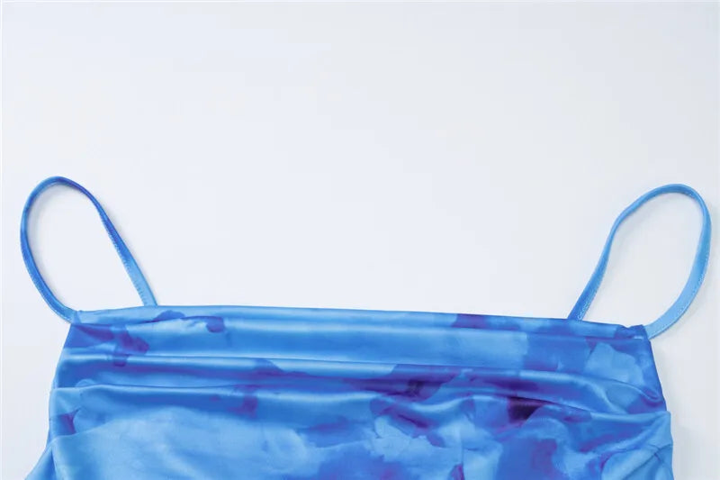 Strapless Print Sexy Two Piece Sets Women Spaghetti Strap Crop Tops And Maxi Skirt Female Elegant Printed 2 Piece Sets