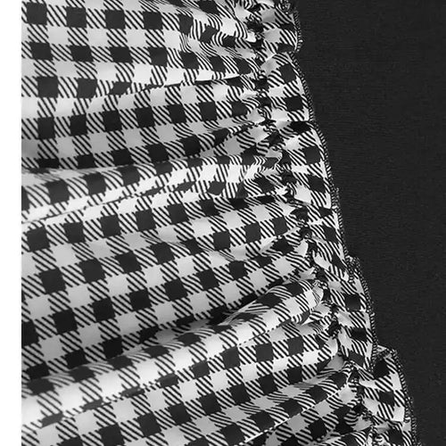 Load image into Gallery viewer, Black Plaid Ruffles Casual Sweatshirt New Round Neck Long Sleeve Women Big Size Fashion Tide Spring Autumn 2025 1DH7621
