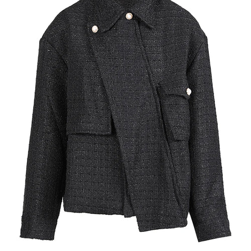 Load image into Gallery viewer, Black Irregular Elegant Big Size Woolen Coat New Lapel Long Sleeve Women Jacket Fashion Tide Autumn Winter 2025 1DH1530
