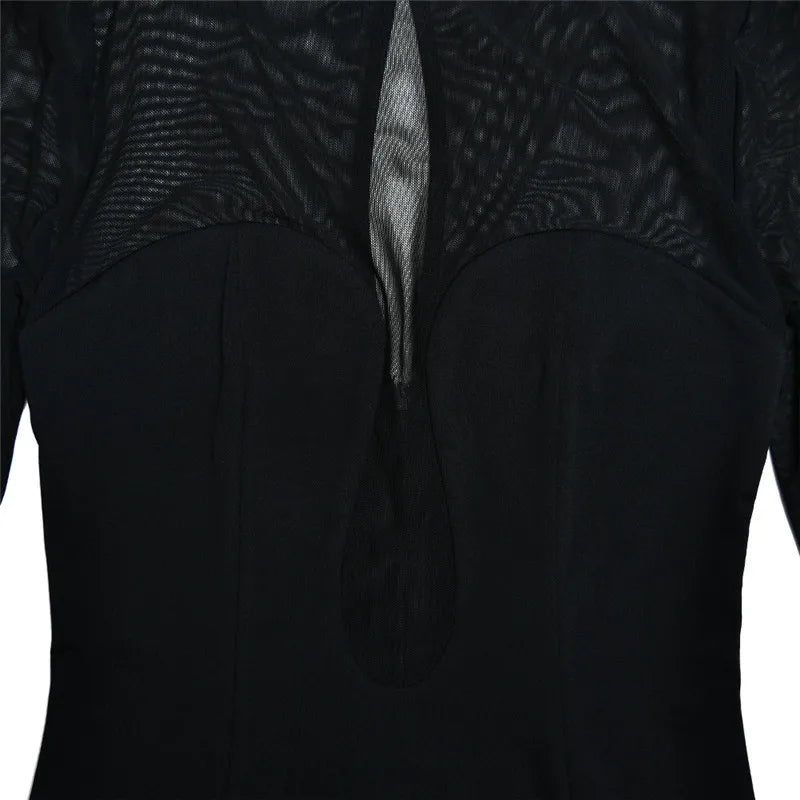 Elegant Strapless Sexy Midi Dress For Women Fashion Sheer Long Sleeve Backless Split Bodycon Club Party Sexy Long Dress