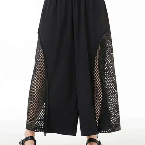 Load image into Gallery viewer, High Elastic Waist Blue Mesh Hollow Out Wide Leg Trousers New Loose Fit Pants Women Fashion Spring Autumn 2025 1DE8664
