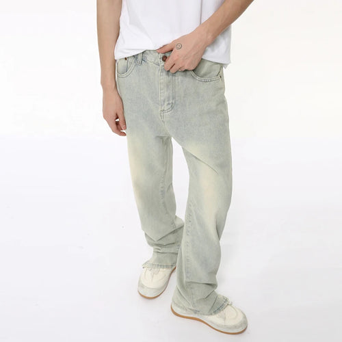 Load image into Gallery viewer, High Street Male Jeans Loose Split Zipper Worn-out Men&#39;s Denim Pants Straight Wide Leg Menwear New Trend Summer 9C6401
