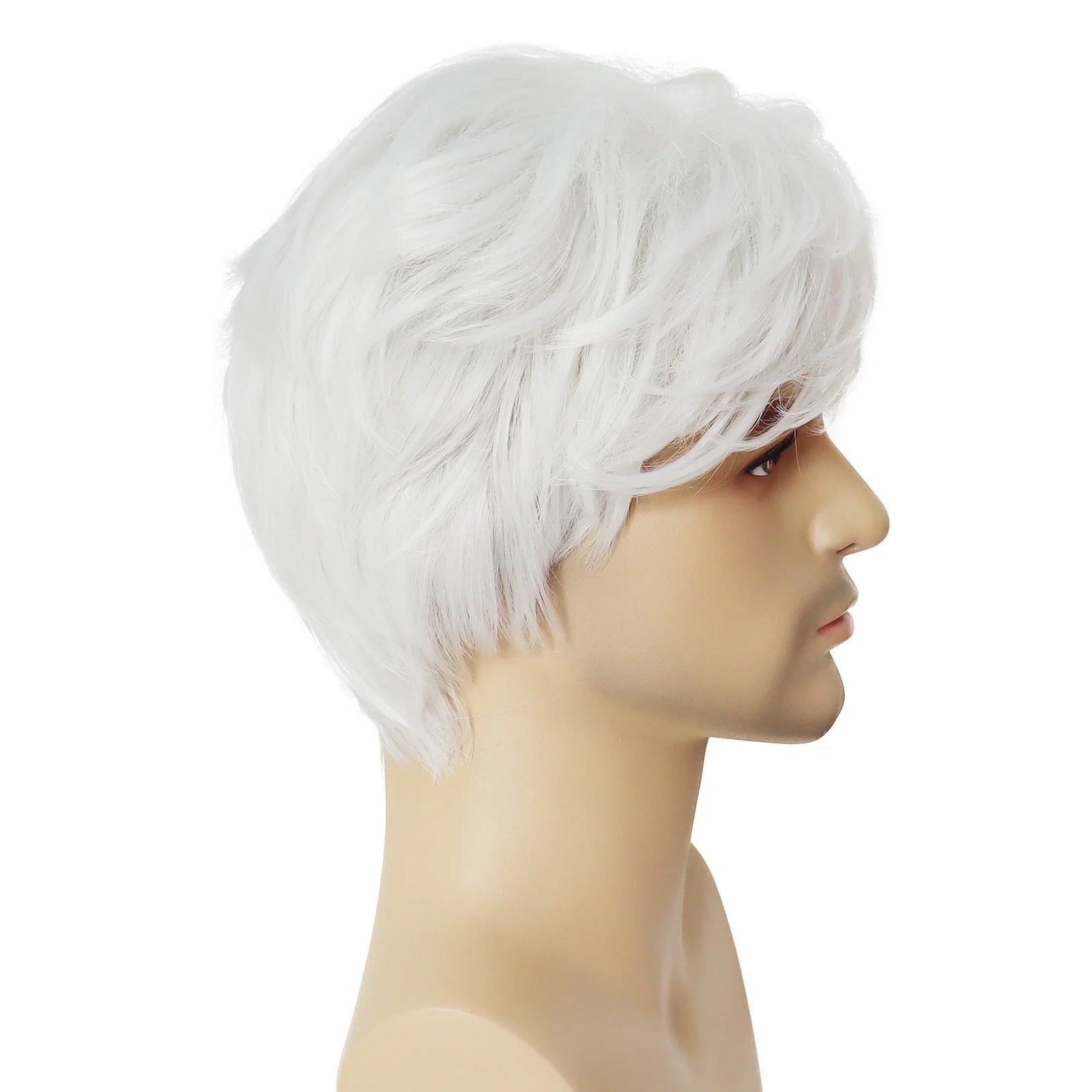 White Wig Short Hair Cosplay Wigs for Men Natural Looking White Old Man Wig with Bangs Halloween Costume Wig Male Sale