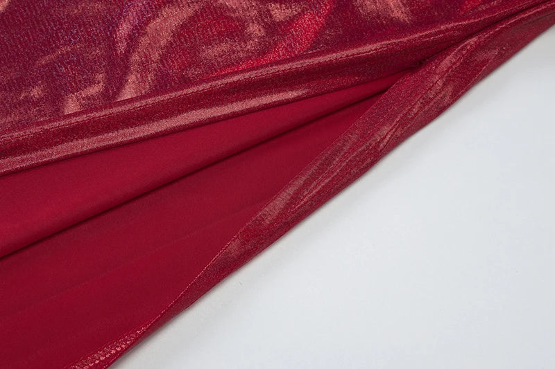 Off-shoulder Strapless Sexy Maxi Dress For Women Fashion Red Sleeveless Backless Thigh High Split Bodycon Club Dress