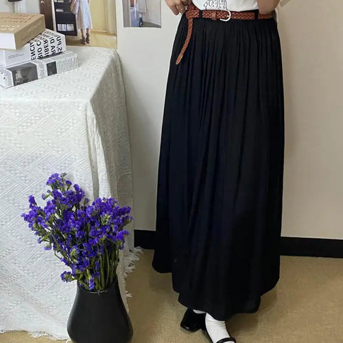 Load image into Gallery viewer, Spring Summer New Solid Elegant Vacation Party Pleated Skirt Women's French Fashion Elastic Waist Office Long Skirt Trend Simple
