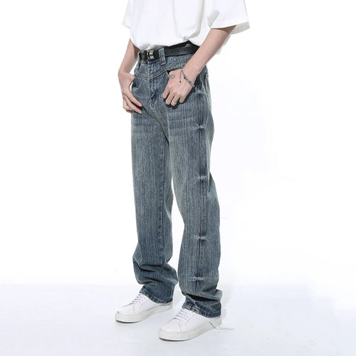 Load image into Gallery viewer, American Style Jeans Fashion Long Wide Leg Denim Pants Zipper Pocket Casual Loose Summer Male Trousers 9C5252
