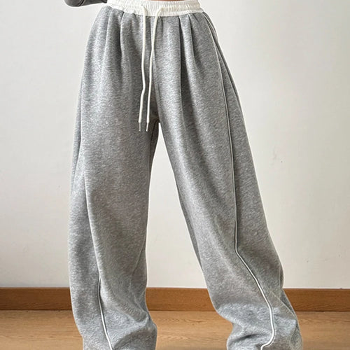 Load image into Gallery viewer, High Elastic Waist Drawstring Color-block Long Wide Leg Pants New Trousers Women Fashion Tide Spring Autumn 2025 1DH9621
